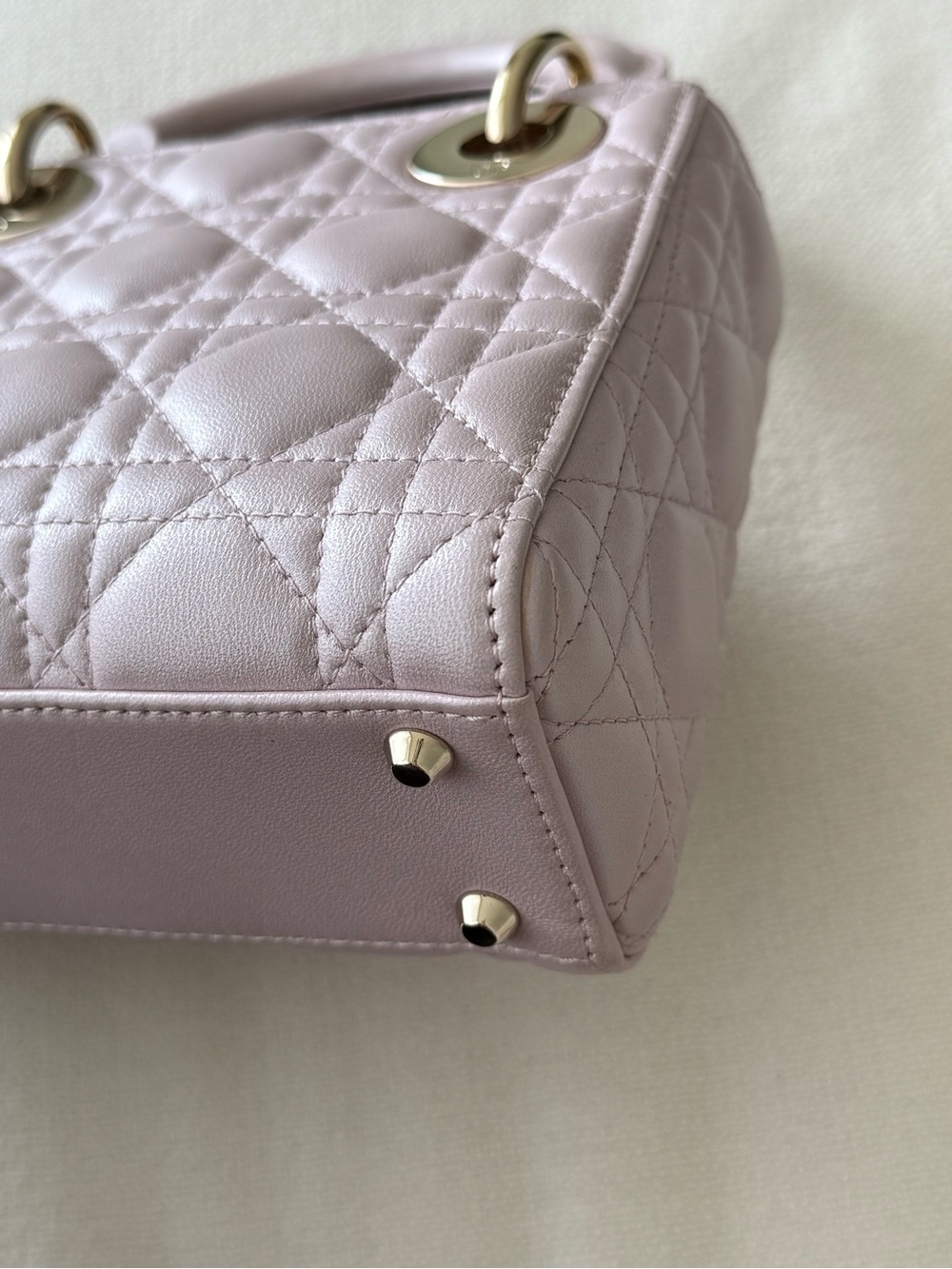 METALLIC PINK CHRISTIAN DIOR LADY DIOR MINI BAG WITH CHAIN STRAP - Picture 12 of 16